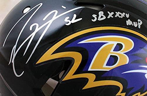 Joe Flacco/Ray Lewis Signed Ravens Speed Authentic F/S Helmet w/SB MVP- JSA W/Beckett W Holo Silver - Image 6