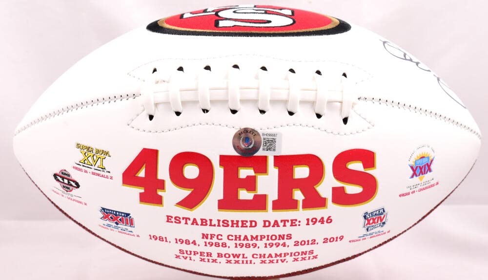 Joe Montana Autographed 49ers Logo Football - Beckett Hologram Black - Image 6