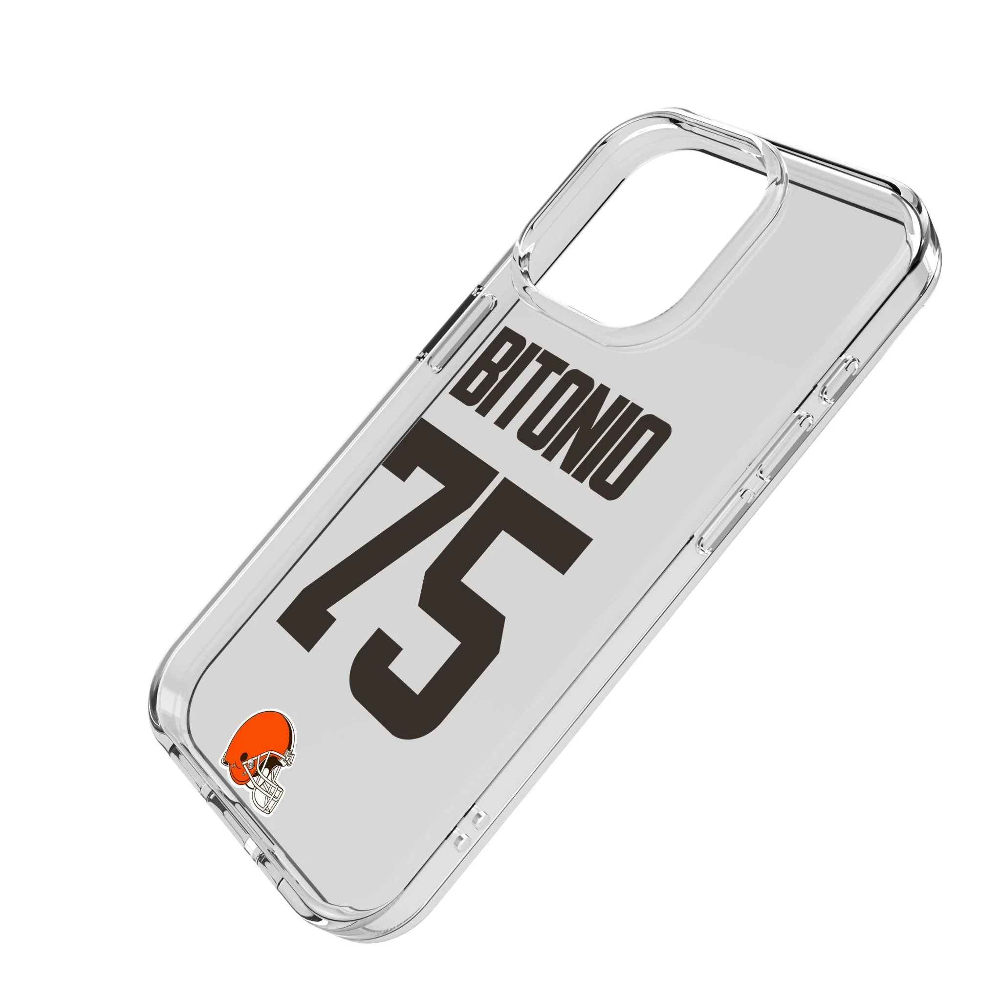 Joel Bitonio Cleveland Browns 75 Game Tactic Clear Phone Case for Apple iPhone - Image 2