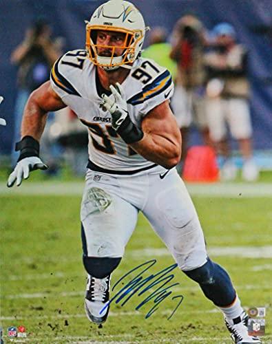 Joey Bosa Autographed LA Chargers Running Close Up 16x20 FP Photo- Beckett W Blue