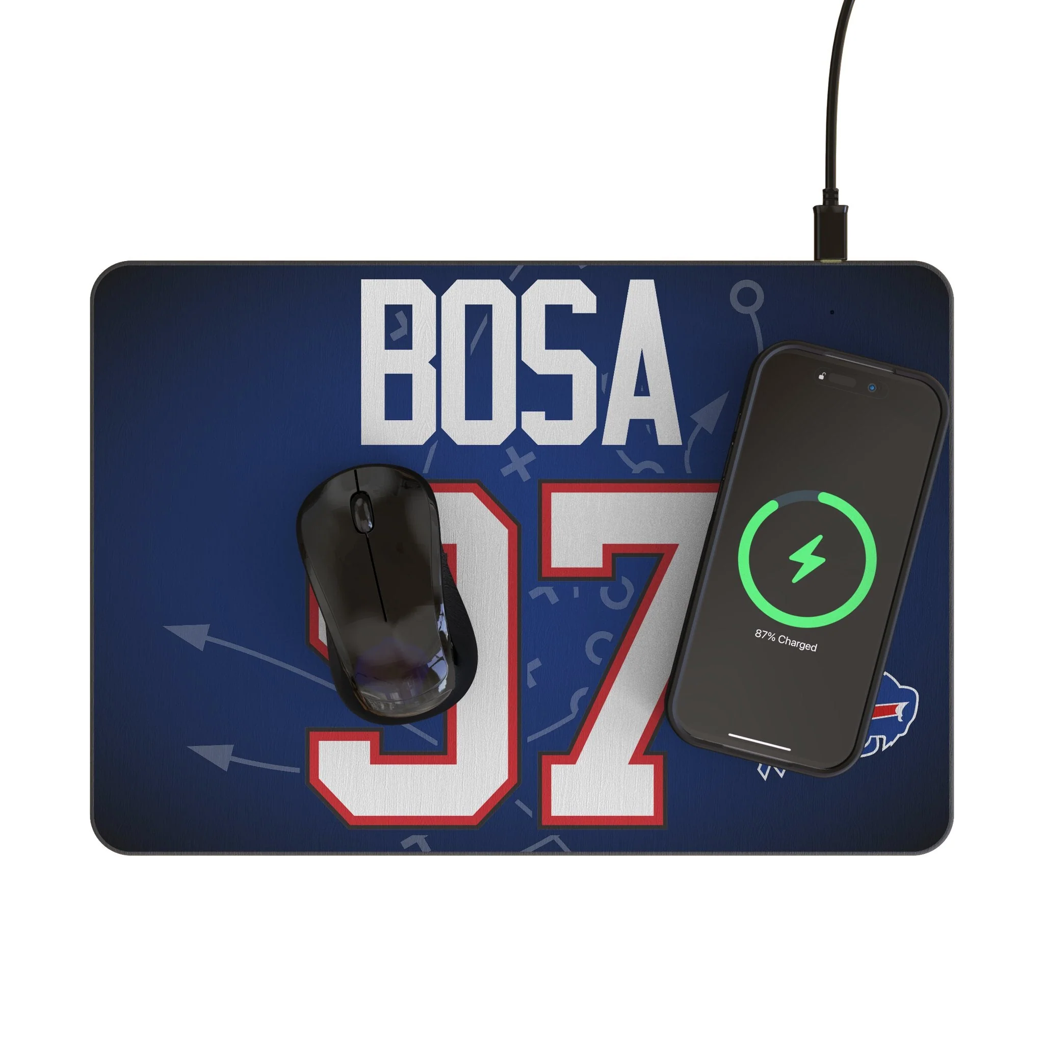 Joey Bosa Buffalo Bills 97 Game Tactic 15-Watt Wireless Charger and Mouse Pad - Image 2