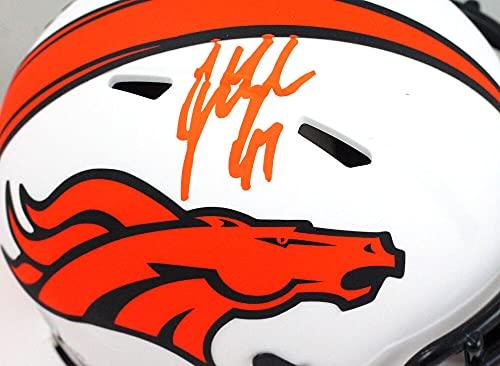John Lynch Autographed Denver Broncos Lunar Mini Helmet- Beckett W Orange - Image 3