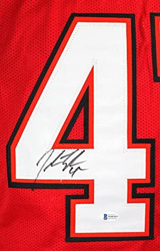 John Lynch Autographed Red SB Style Jersey- Beckett W Black - Image 3