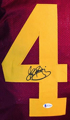 John Riggins Autographed Maroon/Yellow Pro Style Jersey- Beckett W Black - Image 2