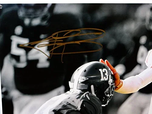 Johnny Manziel Autographed 16x20 B/W Color Stiff Arm Gold Photo- PSA/DNA Auth - Image 2
