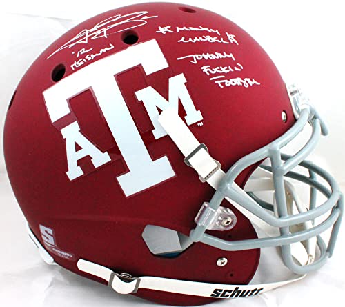 Johnny Manziel Autographed Texas A&M Schutt F/S Authentic Helmet W/3 Insc-Beckett W Hologram White