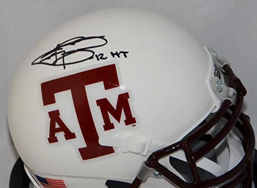 Johnny Manziel Autographed Texas AM Aggies White Mini Helmet W/ HT- JSA W Auth - Image 2