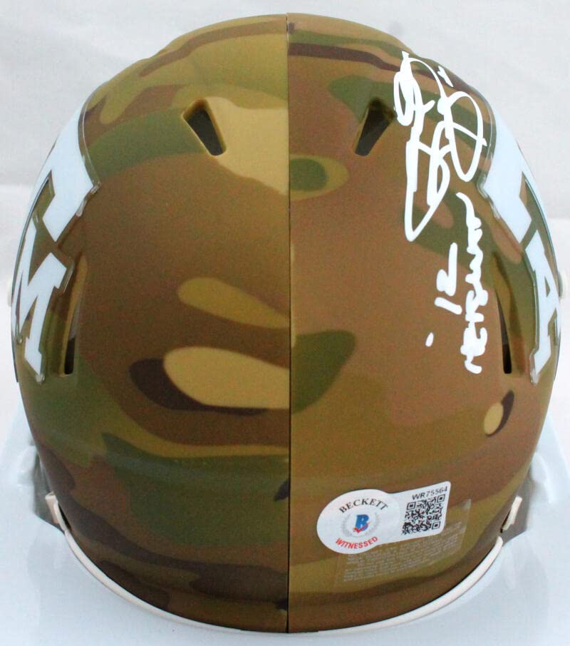 Johnny Manziel Autographed TX A&M Camo Speed Mini Helmet w/Insc.-Beckett W HologramWhite - Image 4