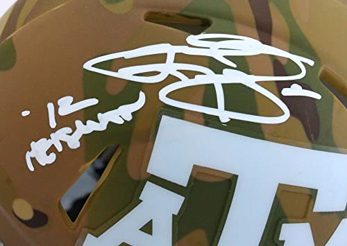 Johnny Manziel Autographed TX A&M Camo Speed Mini Helmet w/Insc.-Beckett W HologramWhite - Image 5