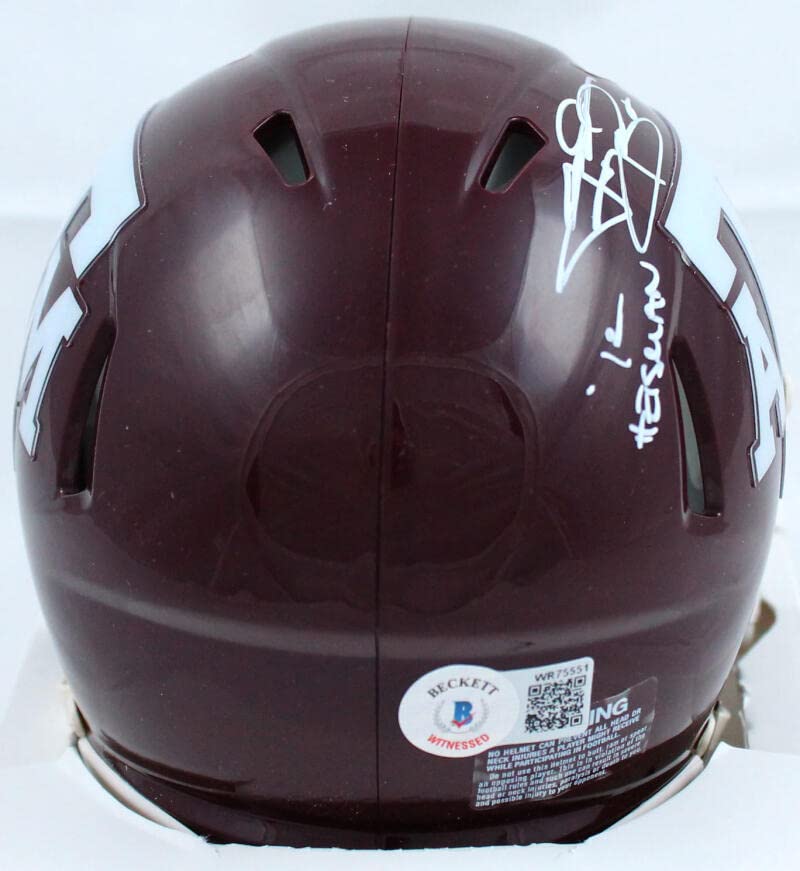Johnny Manziel Autographed TX A&M Maroon Speed Mini Helmet w/Insc.-Beckett W HologramWhite - Image 4