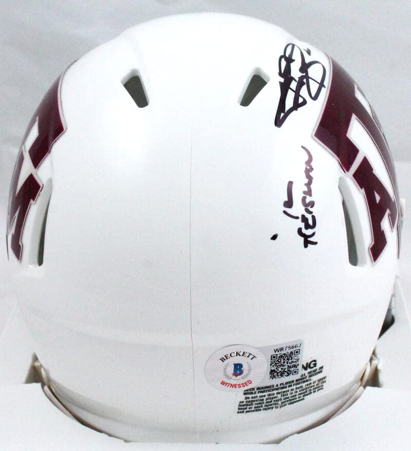 Johnny Manziel Autographed TX A&M White Speed Mini Helmet w/I2 nsc.-Beckett W HologramBlack - Image 4