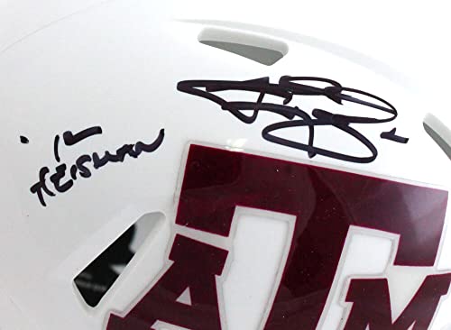Johnny Manziel Autographed TX A&M White Speed Mini Helmet w/I2 nsc.-Beckett W HologramBlack - Image 6