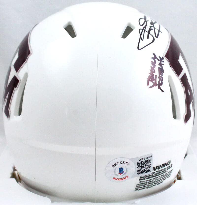 Johnny Manziel Autographed TX A&M White Speed Mini Helmet w/Insc.-Beckett W HologramBlack - Image 4