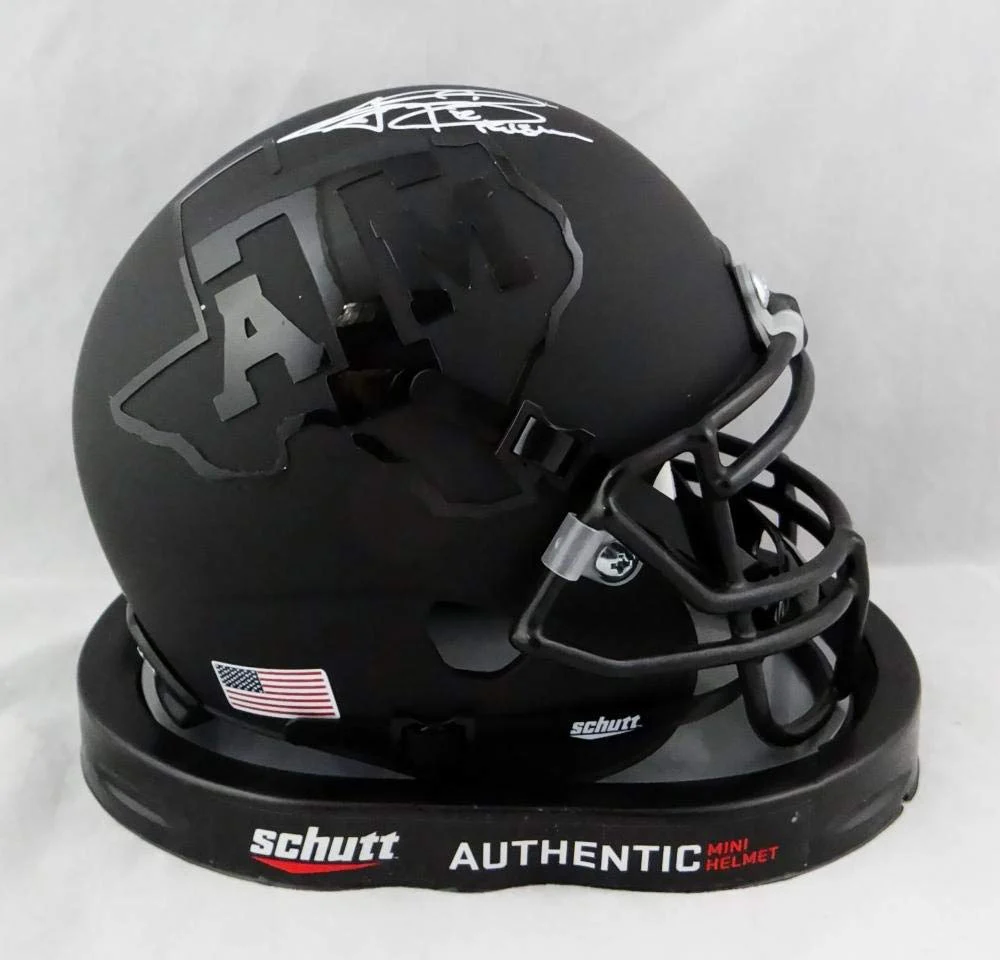 Johnny Manziel Heisman Signed A&M Aggies BlK Schutt Mini Helmet- JSA W Auth *W - Image 3