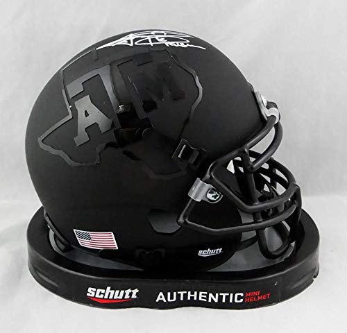 Johnny Manziel Heisman Signed A&M Aggies BlK Schutt Mini Helmet- JSA W Auth *W - Image 4