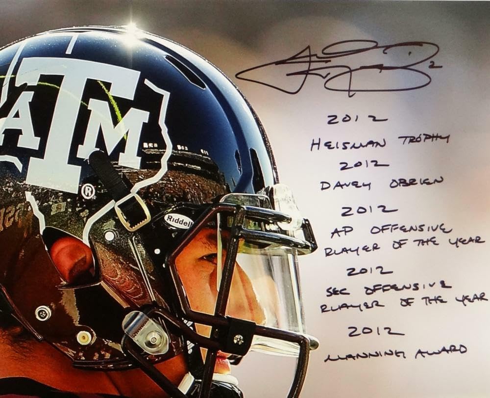 Johnny Manziel Signed Texas A&M 16x20 Close Up PF Photo w/Stats- Beckett Auth - Image 6