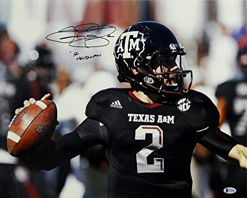 Johnny Manziel Signed Texas A&M 16x20 Passing Close Up Photo w/Insc-Beckett Auth - Image 4