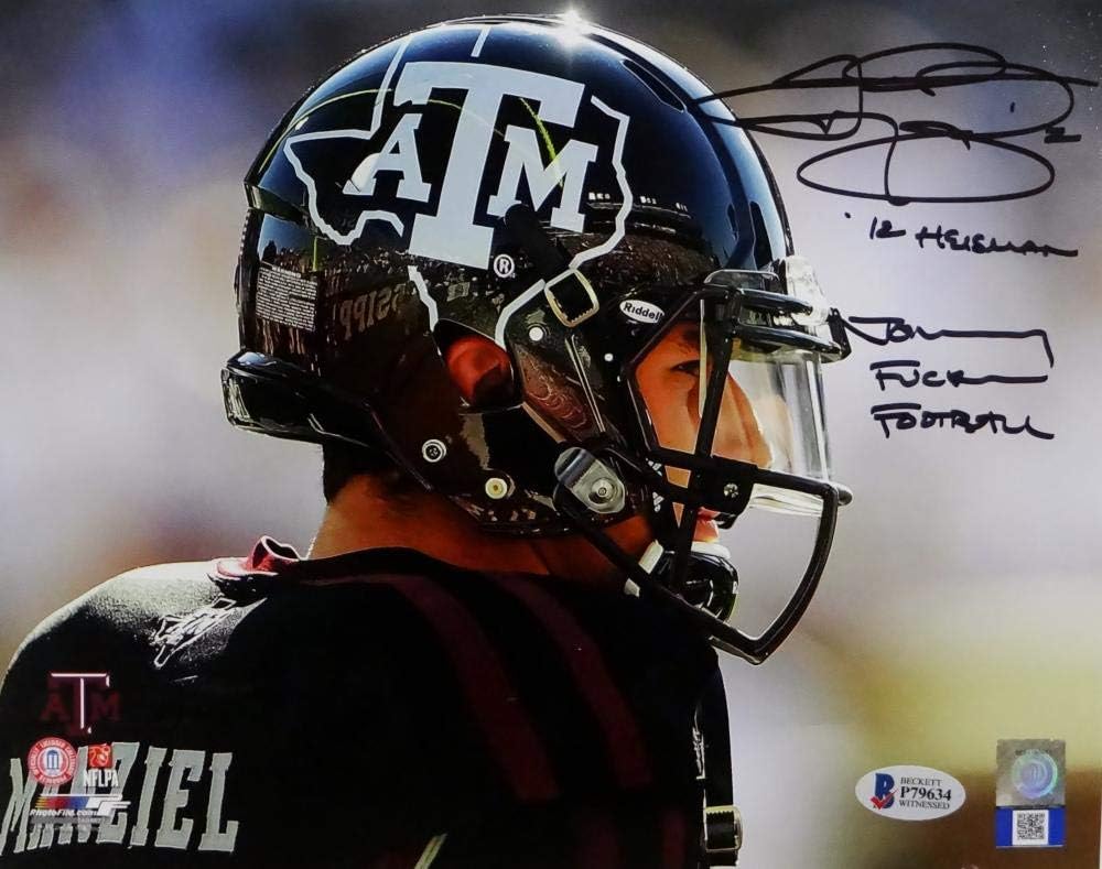 Johnny Manziel Signed Texas A&M 8x10 Close Up PF Photo w/2 Insc- Beckett Auth - Image 3