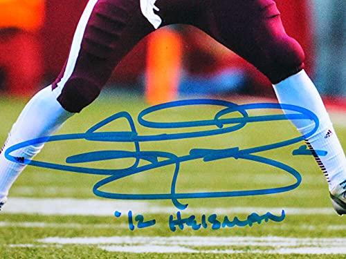 Johnny Manziel Signed Texas A&M 8x10 Passing FP Photo w 12 Heisman-BeckettWBlue - Image 2