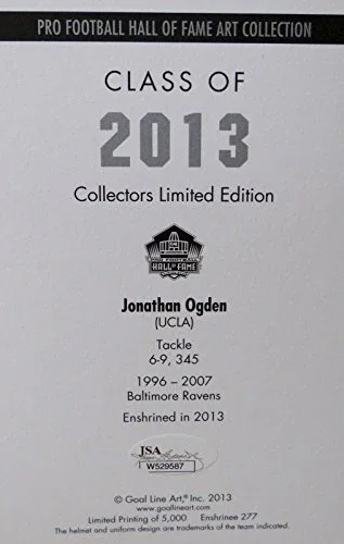 Jonathan Ogden HOF Autographed Baltimore Ravens Goal Line Art Card- JSA Auth - Image 3