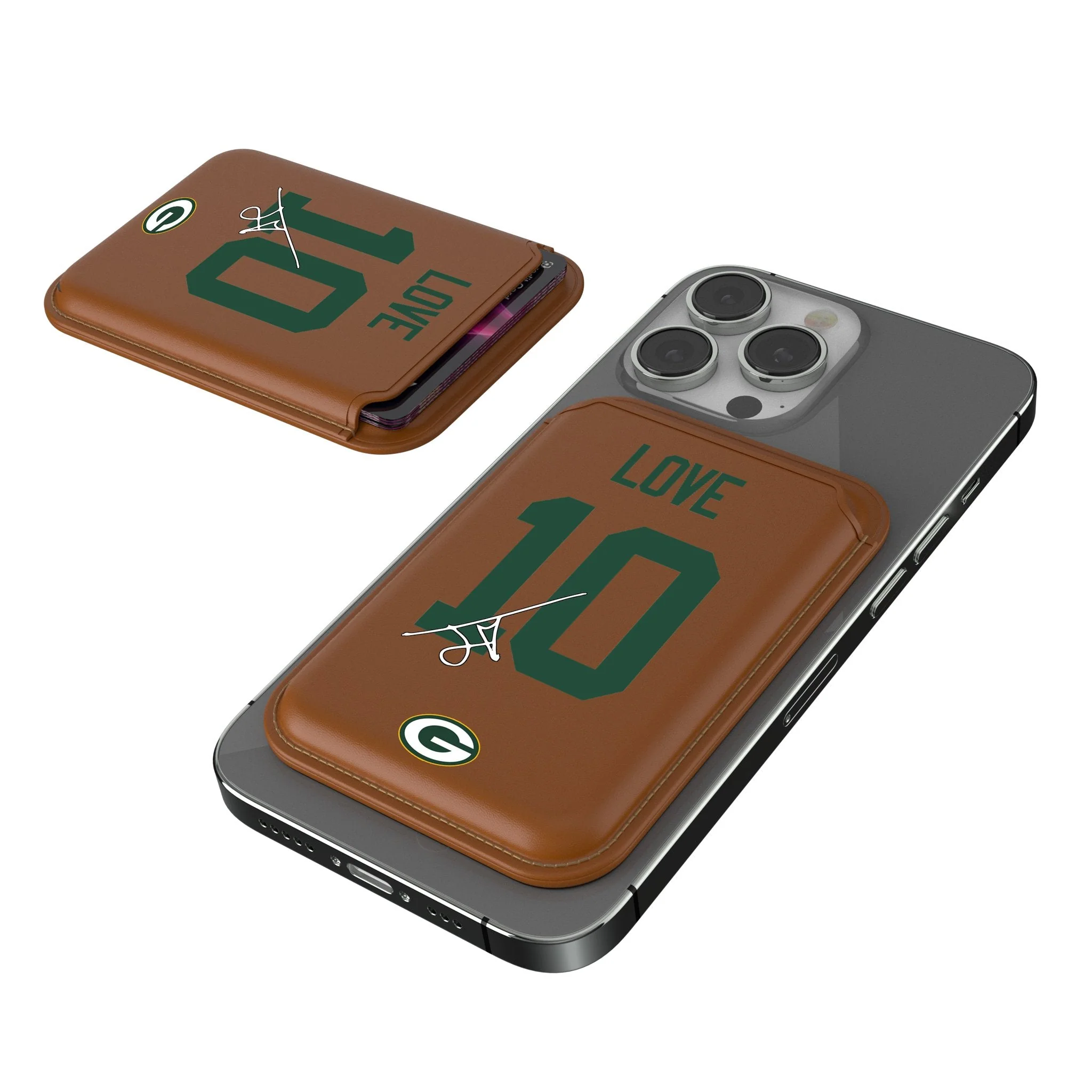 Jordan Love Green Bay Packers 10 Ready Brown Magnetic Credit Card Wallet