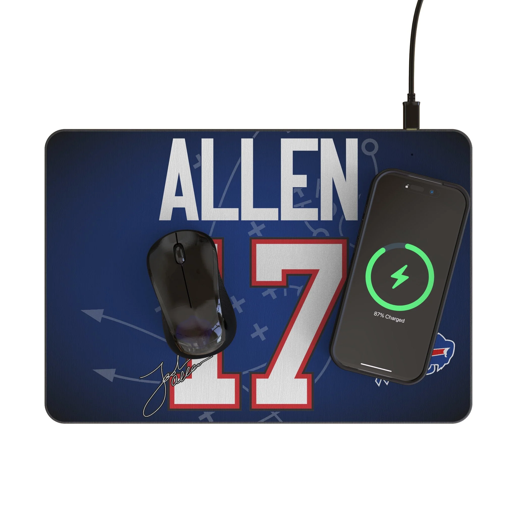 Josh Allen Buffalo Bills 17 Game Tactic 15-Watt Wireless Charger and Mouse Pad - Image 2