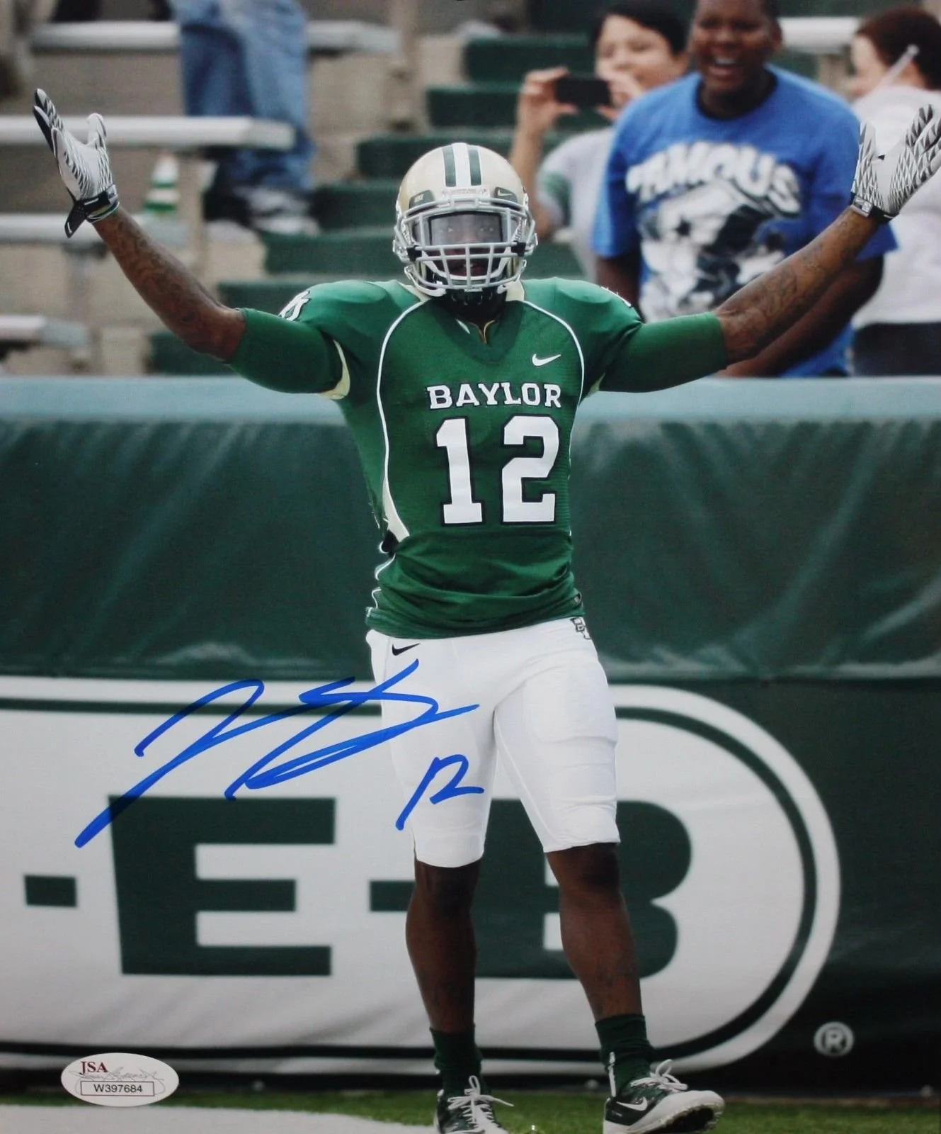 Josh Gordon Autographed Baylor Bears 8x10 Running With Arms Open Photo- JSA Auth - Image 3
