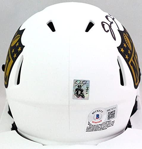 Josh Jacobs Autographed NFL Shield Lunar Mini Helmet- Beckett W Black - Image 2