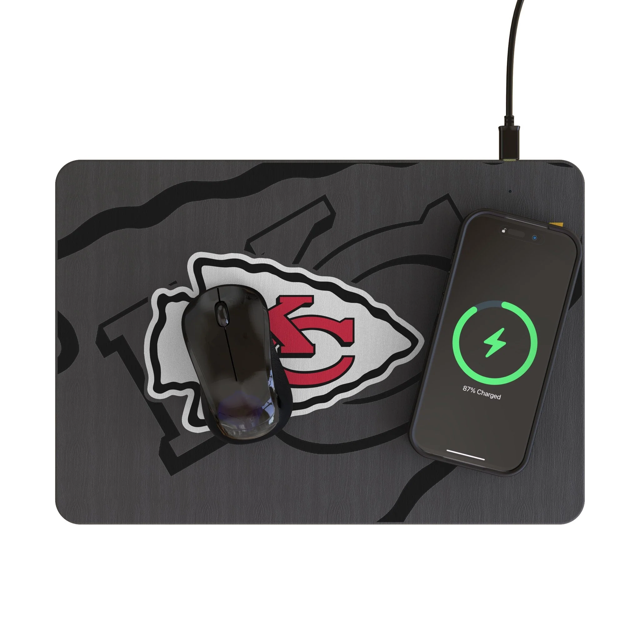 Kansas City Chiefs Monocolor Tilt 15-Watt Wireless Charger and Mouse Pad - Image 2