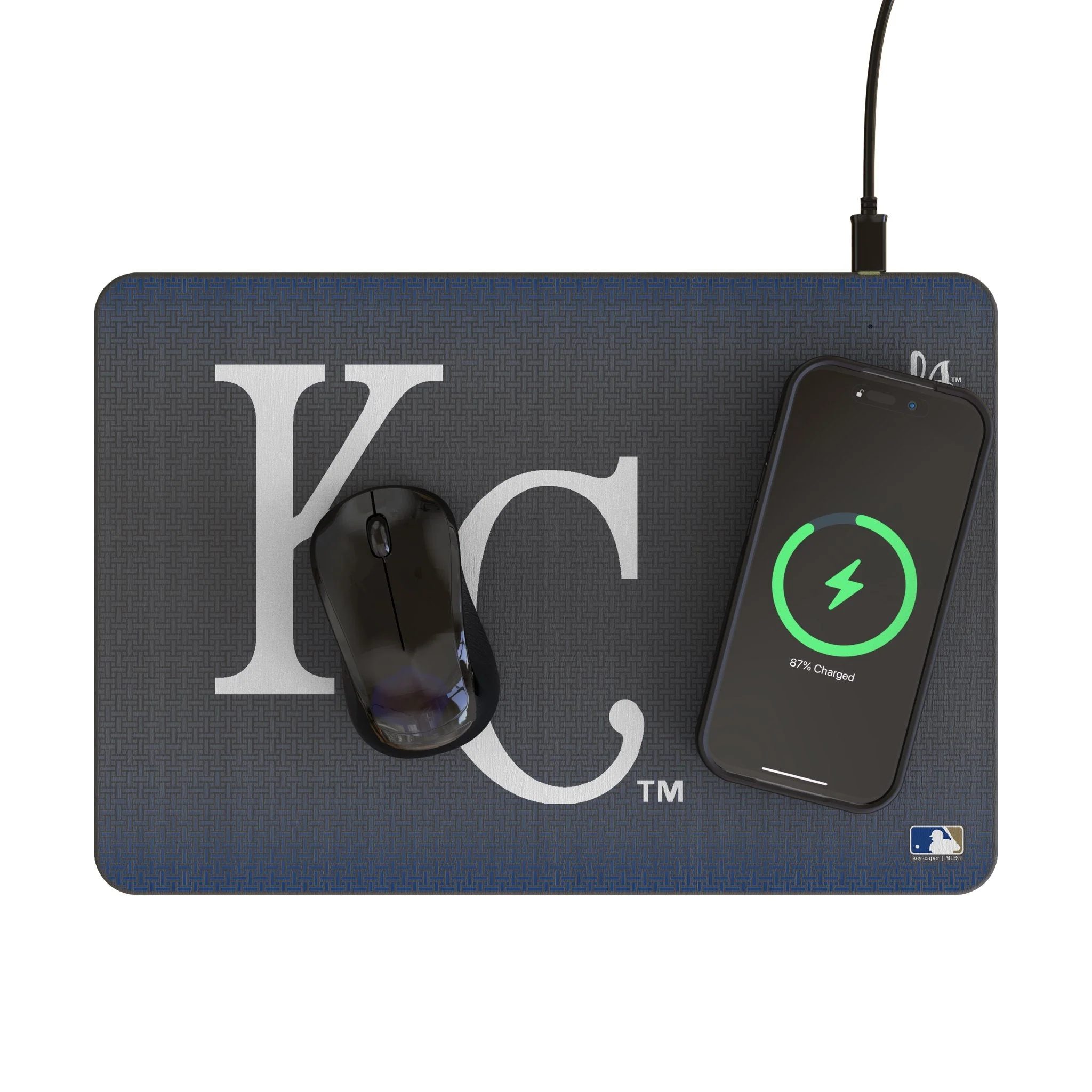 Kansas City Royals Linen 15-Watt Wireless Charger and Mouse Pad - Image 2