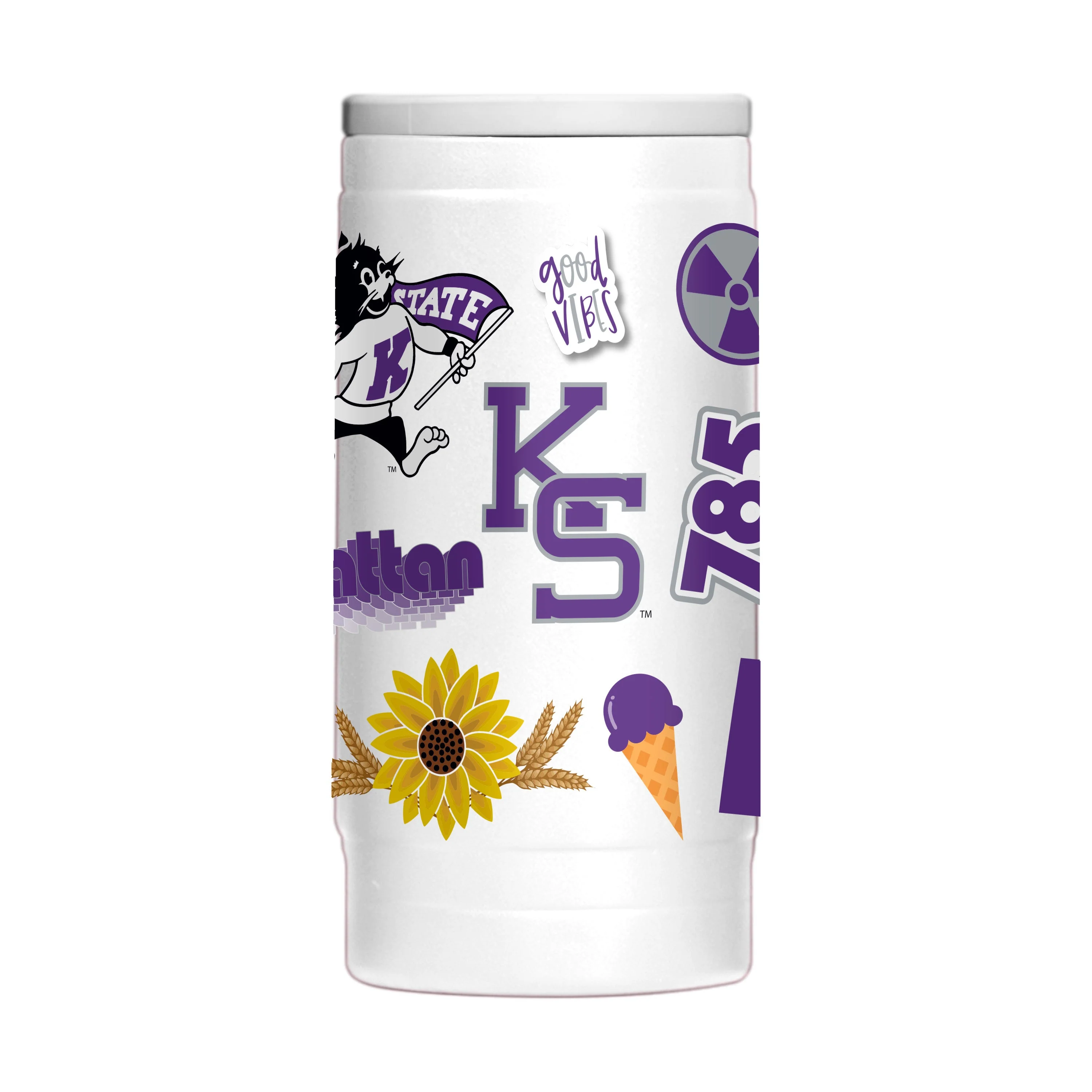 Kansas State 12oz Native Powder Coat Slim Can Coolie