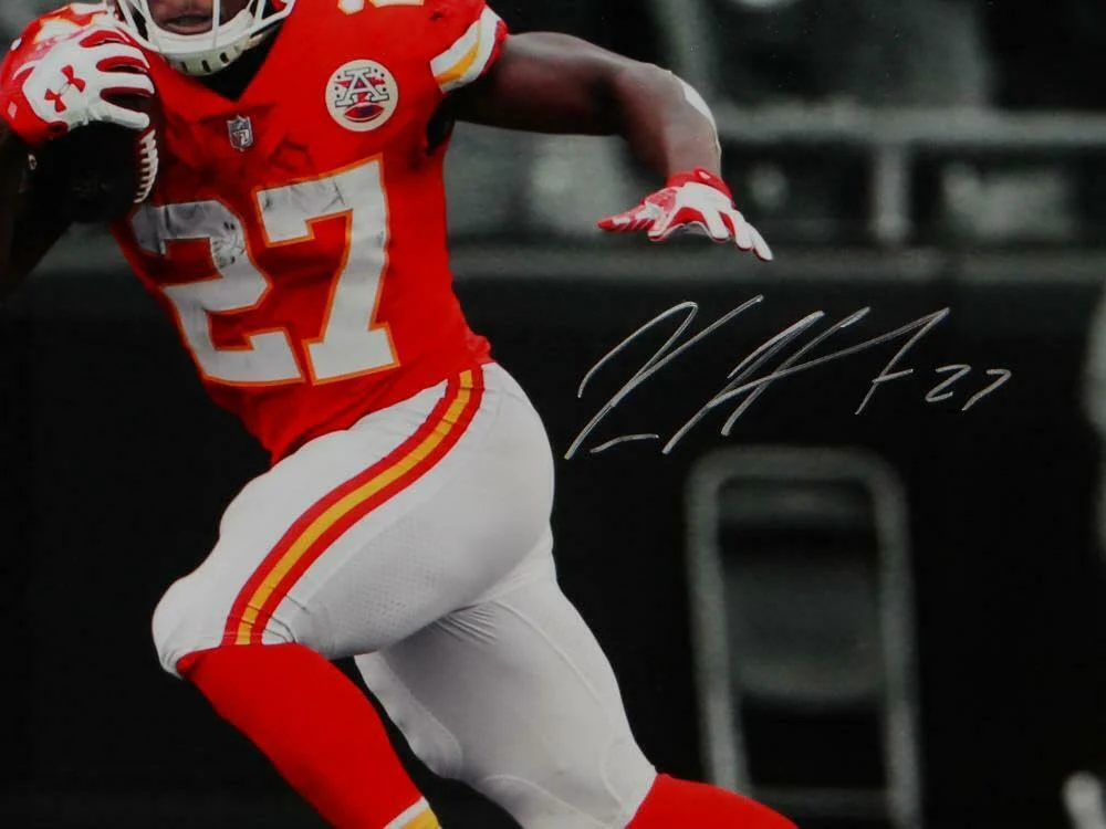 Kareem Hunt Autographed KC Chiefs 16x20 BW & Color PF Photo- JSA W Auth *Silver - Image 2