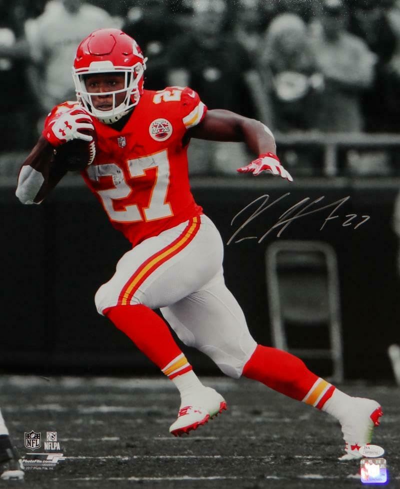 Kareem Hunt Autographed KC Chiefs 16x20 BW & Color PF Photo- JSA W Auth *Silver - Image 3