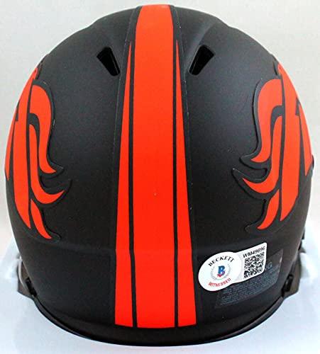Karl Mecklenburg Autographed Denver Broncos Eclipse Speed Mini Helmet - Beckett W Auth Orange - Image 2