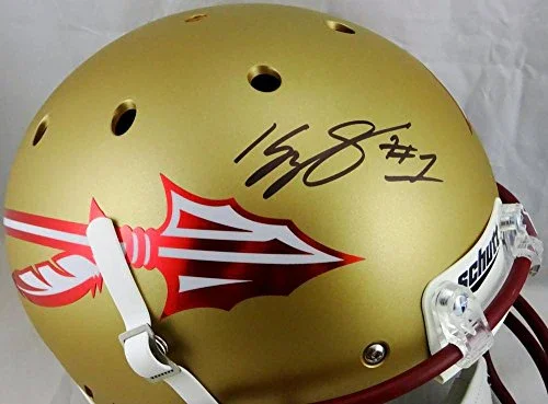 Kelvin Benjamin Autographed F/S Seminoles Gold Matte Schutt Helmet- JSA W Auth - Image 2