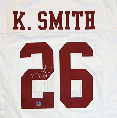 Kevin Smith Signed White College Style Jersey w/ Insc- The Jersey Source Auth 2 - Image 2