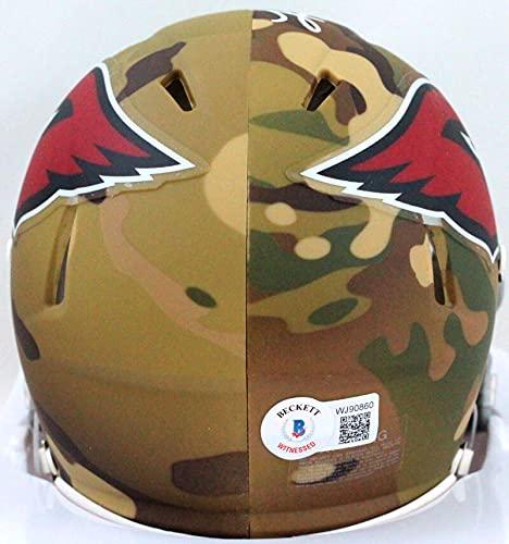 Kurt Warner Autographed Cardinals Camo Speed Mini Helmet- Beckett W White - Image 2
