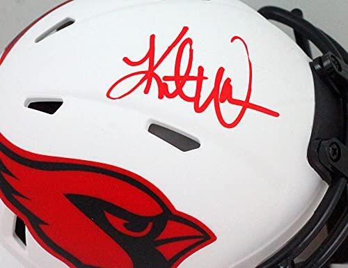 Kurt Warner Autographed Cardinals Lunar Speed Mini Helmet- Beckett W Red - Image 3