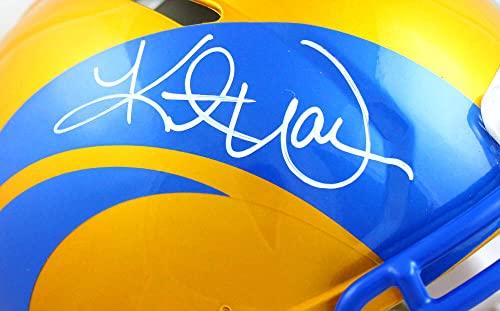 Kurt Warner Autographed Rams Flash Speed Authentic F/S Helmet-Beckett W Hologram White - Image 5