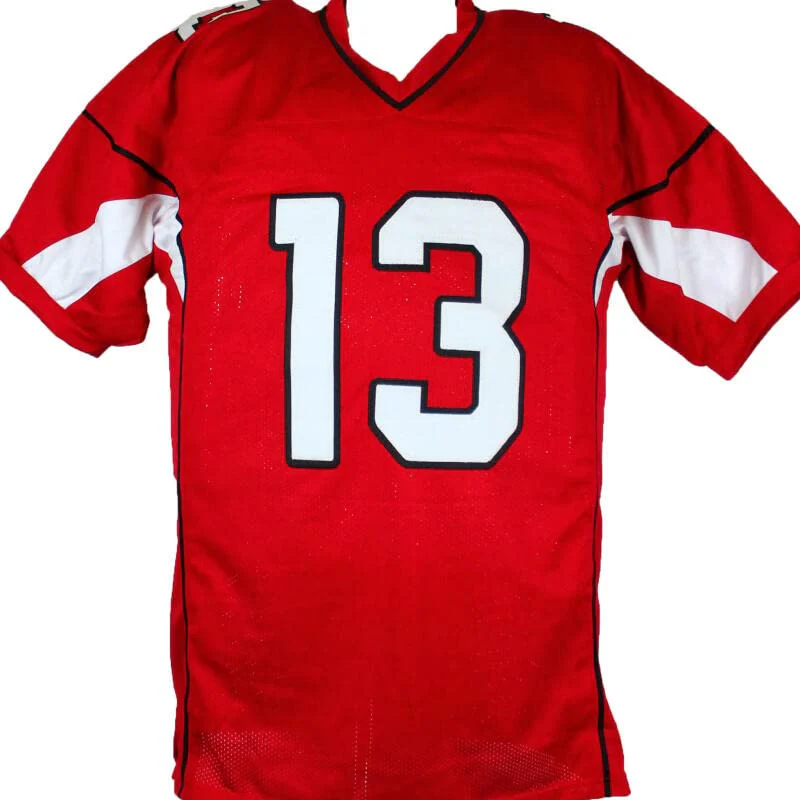 Kurt Warner Autographed Red Pro Style Jersey-Beckett W Hologram Black - Image 4