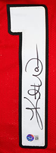 Kurt Warner Autographed Red Pro Style Jersey-Beckett W Hologram Black - Image 5
