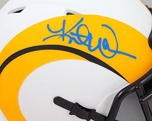 Kurt Warner Autographed St. Louis Rams Lunar Speed Mini Helmet- Beckett W Blue - Image 3
