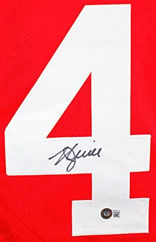 Kyle Juszczyk Autographed Red Pro Style Jersey- Beckett W Hologram Black - Image 3