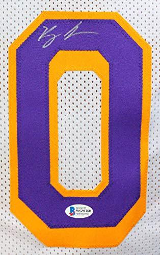 Kyle Kuzma Autographed White w/Purple Pro Style Basketball Jersey- Beckett Witness Silver - Image 3