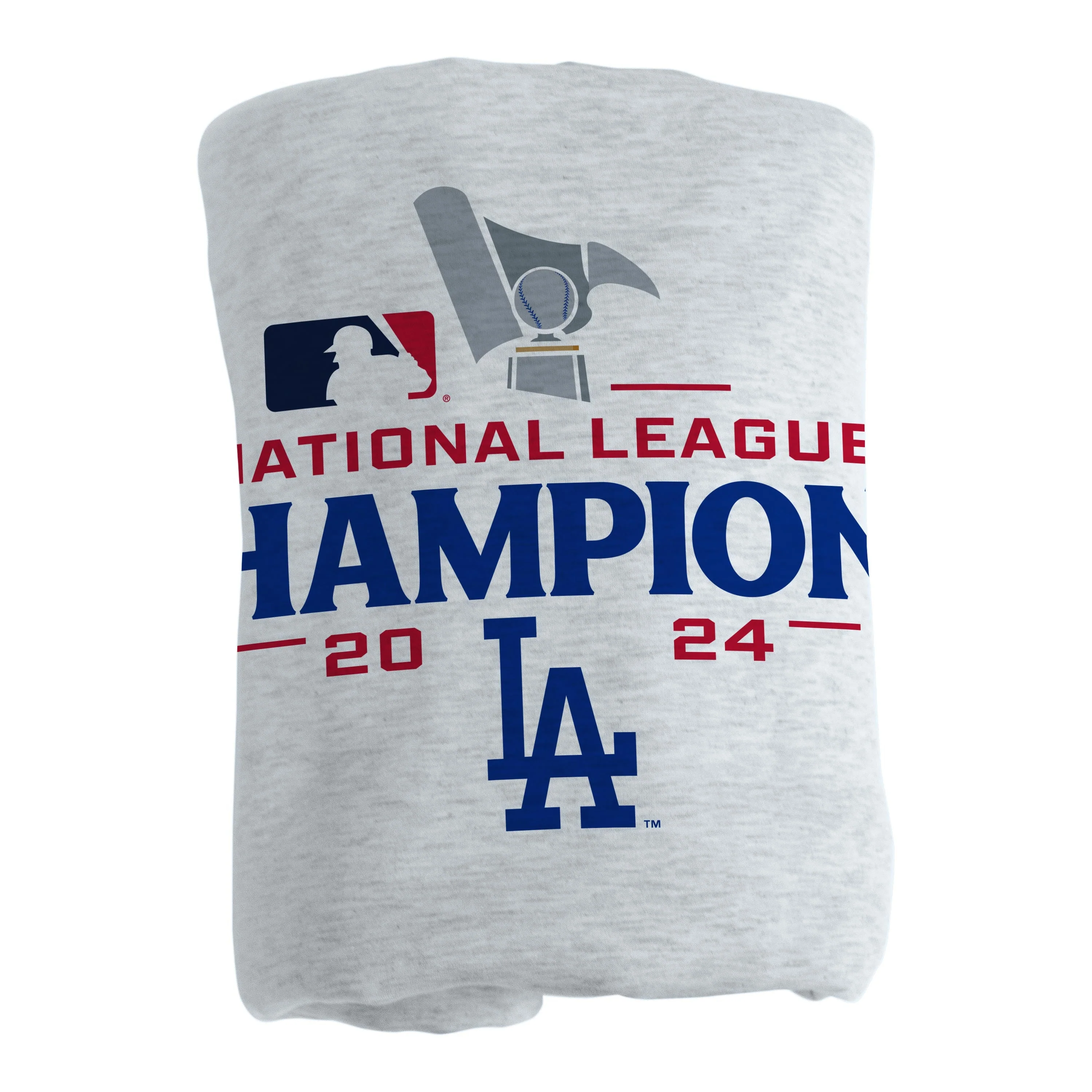 LA Dodgers 2024 National League Champs Athletic Gray Sublimated Sweatshirt Blanket - Image 3