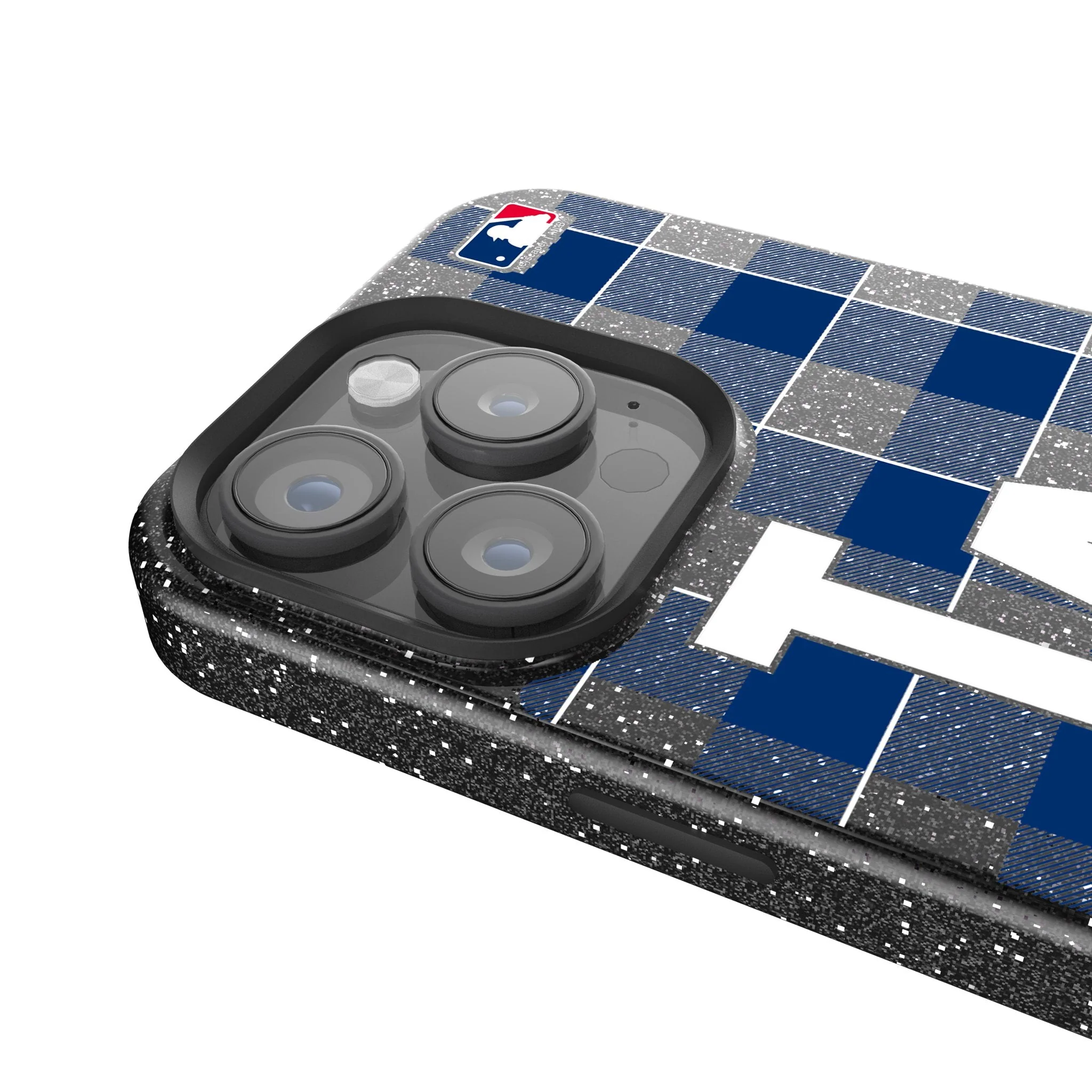 LA Dodgers Plaid Bling Phone Case for Apple iPhone - Image 4