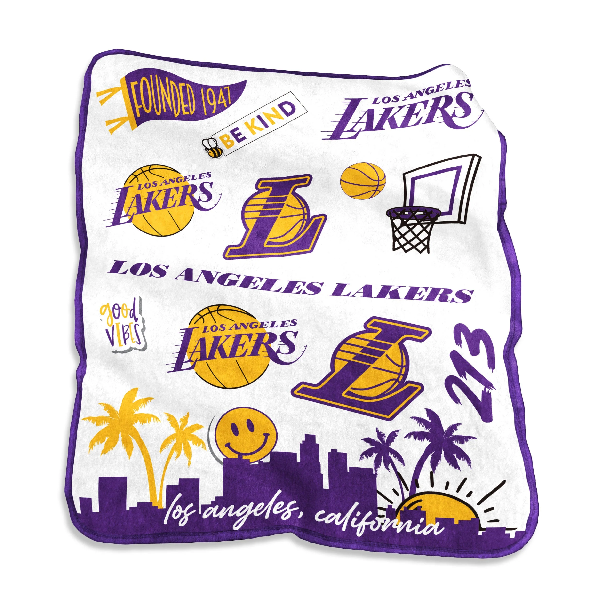 LA Lakers Native Raschel Throw