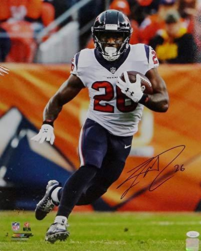 Lamar Miller Autographed Houston Texans 16x20 PF Running in Denver -JSA W Auth Blue - Image 2