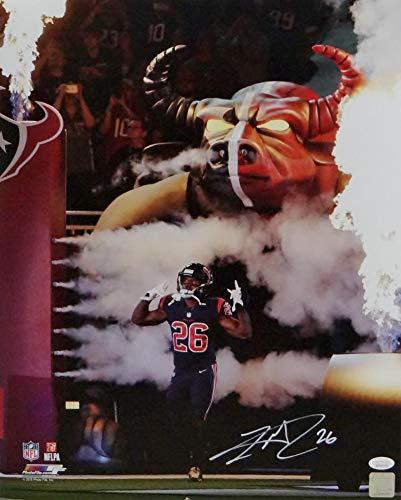 Lamar Miller Autographed Houston Texans 16x20 PF Smoke & Fire -JSA W Auth White - Image 2