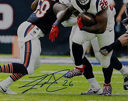Lamar Miller Signed Houston Texans 8x10 Against Bears Photo- JSA W Auth Blue - Image 2